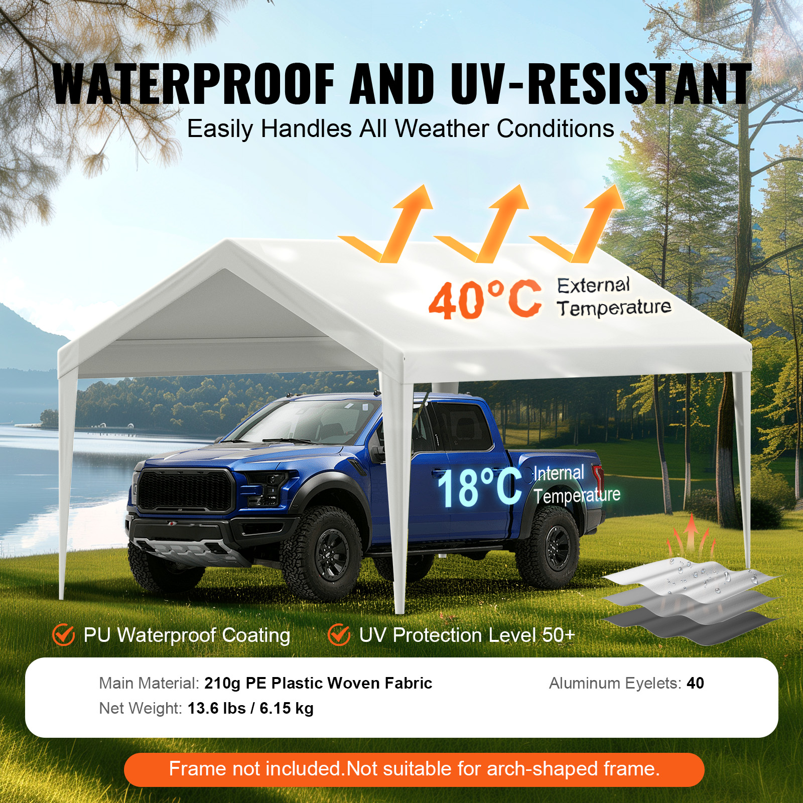 Carport Replacement Canopy Cover Heavy Duty Waterproof Uv Shield_voghion.com